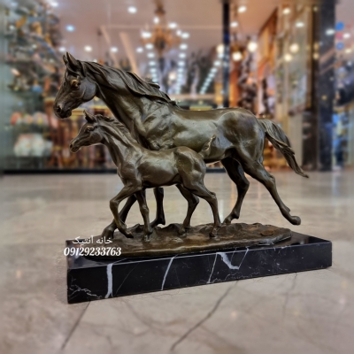مجسمه برنزی اسب و کره اسب کد AL-257